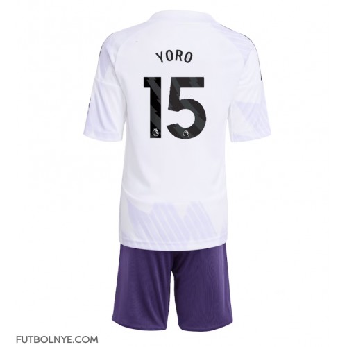 Camiseta Manchester United Leny Yoro #15 Visitante Equipación para niños 2025-26 manga corta (+ pantalones cortos)